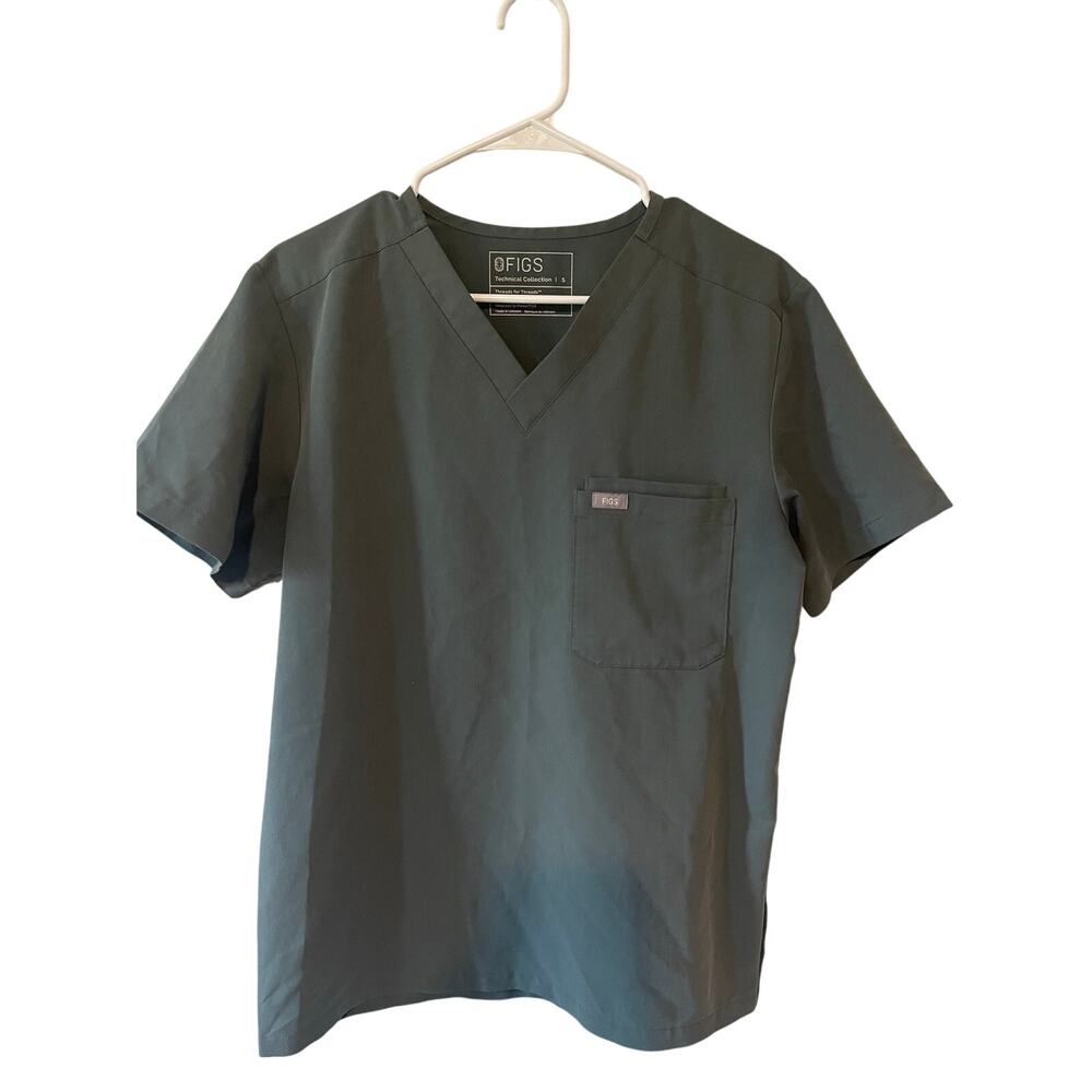 Figs Technical Collection Men's Leon scrub top moss size small FLAW